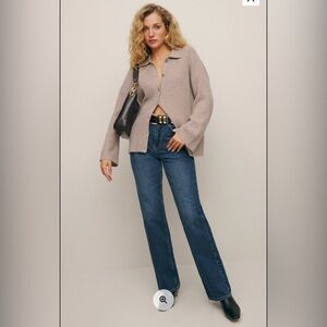 Reformation Fantino Cashmere Collared Cardigan Natural - Size S